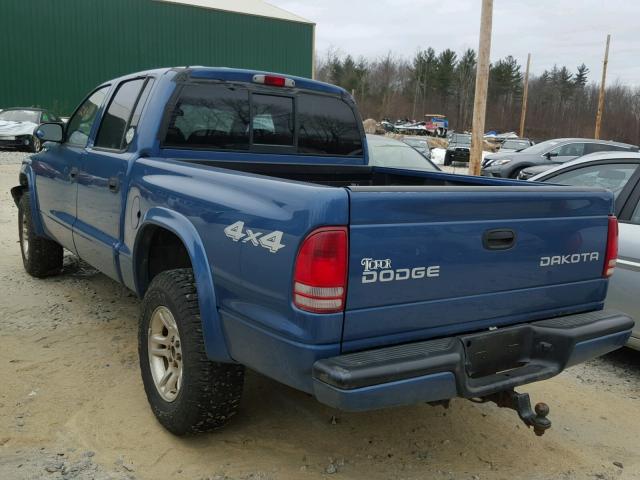 1D7HG38N24S542233 - 2004 DODGE DAKOTA QUA BLUE photo 3