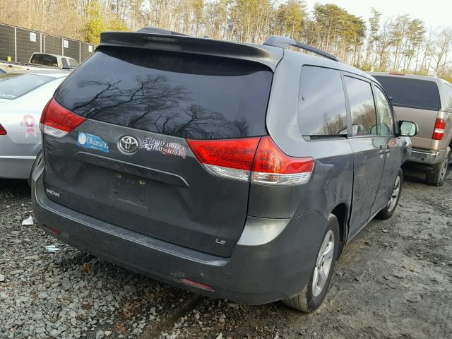 5TDKK3DC0BS120096 - 2011 TOYOTA SIENNA LE Gris photo 4