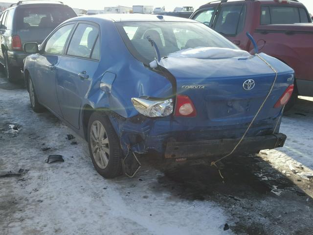 1NXBU40E59Z028863 - 2009 TOYOTA COROLLA BA BLUE photo 3