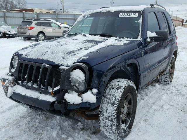 1J4GL48K84W303379 - 2004 JEEP LIBERTY SP BLUE photo 2