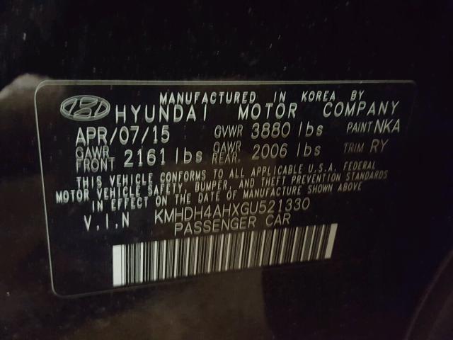 KMHDH4AHXGU521330 - 2016 HYUNDAI ELANTRA SE BLACK photo 10