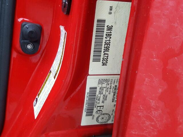 3N1BC13E99L473234 - 2009 NISSAN VERSA S RED photo 10