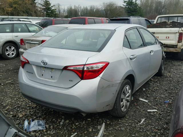 2T1BURHEXGC691202 - 2016 TOYOTA COROLLA L SILVER photo 4