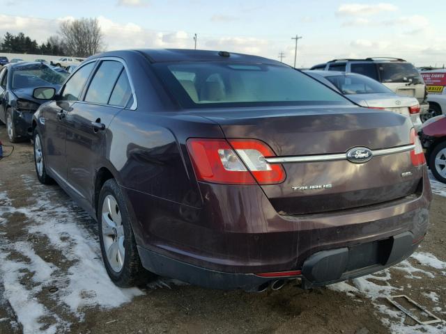 1FAHP2EWXBG102011 - 2011 FORD TAURUS SEL MAROON photo 3