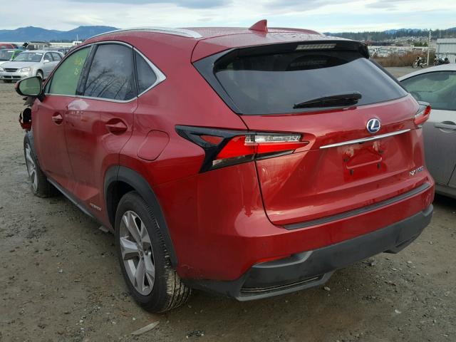 JTJBJRBZ2H2070490 - 2017 LEXUS NX 300H RED photo 3