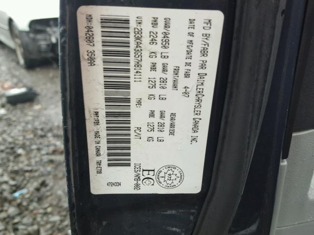 2B3KA43G57H814111 - 2007 DODGE CHARGER SE BLUE photo 10