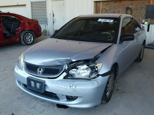 1HGEM22555L033310 - 2005 HONDA CIVIC LX SILVER photo 2