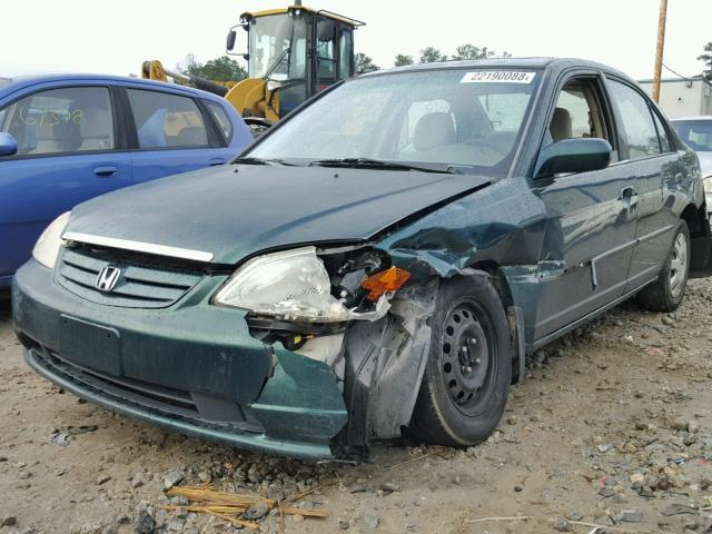 2HGES26741H570808 - 2001 HONDA CIVIC EX GREEN photo 2