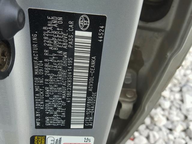 4T1BE32K85U414195 - 2005 TOYOTA CAMRY LE SILVER photo 10