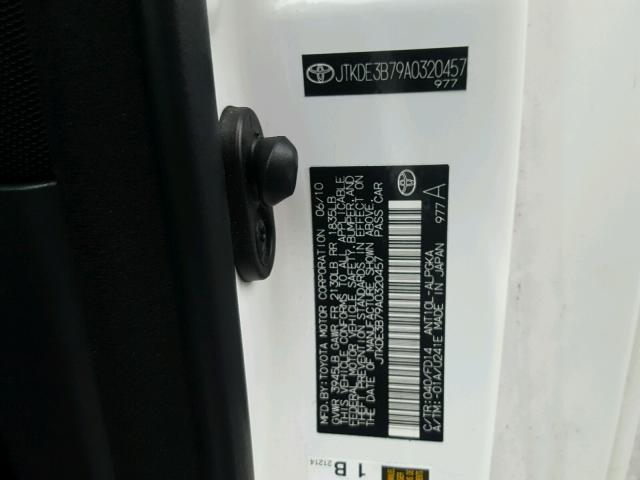 JTKDE3B79A0320457 - 2010 TOYOTA SCION TC 白色 照片 10