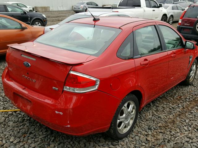 1FAHP35N98W219073 - 2008 FORD FOCUS SE RED photo 4