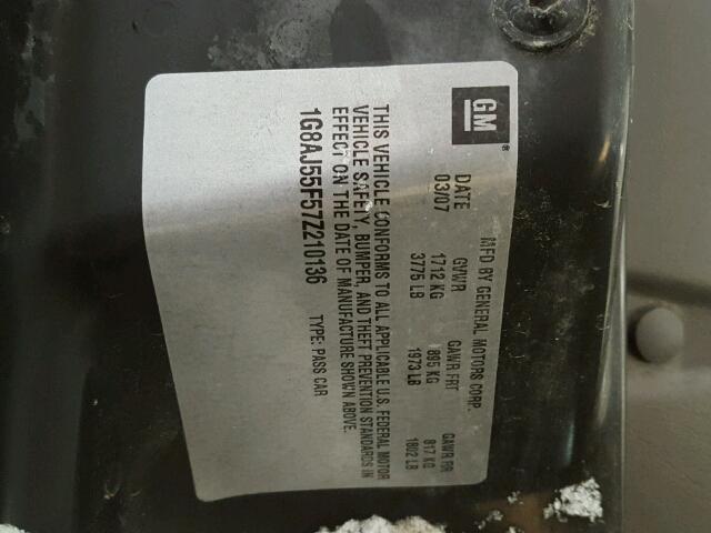 1G8AJ55F57Z210136 - 2007 SATURN ION LEVEL 白色 照片 10