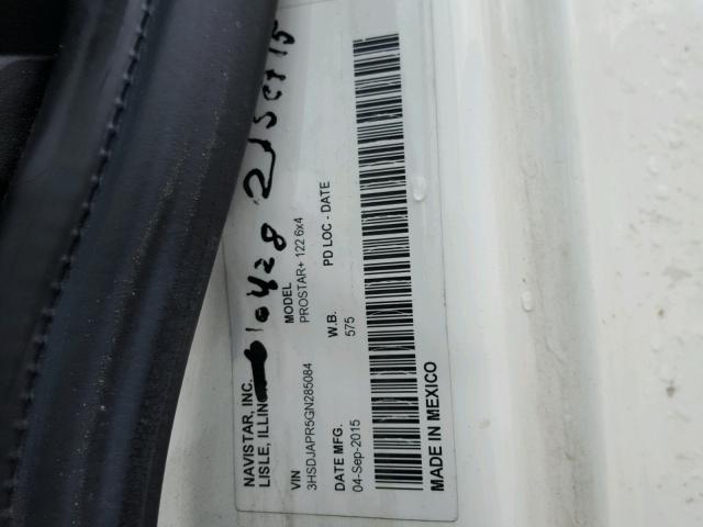 3HSDJAPR5GN285084 - 2016 INTERNATIONAL PROSTAR 白色 照片 10