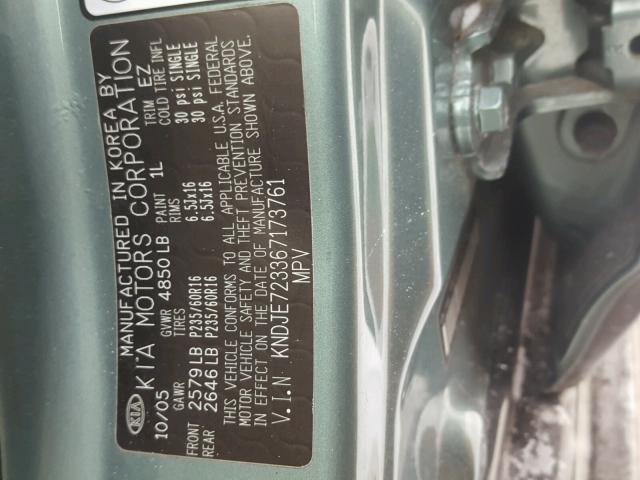 KNDJE723367173761 - 2006 KIA NEW SPORTA GRAY photo 10