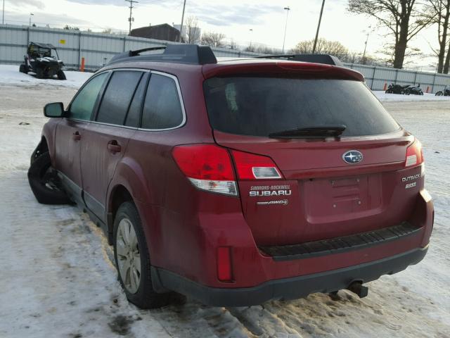 4S4BRBGC9B3418922 - 2011 SUBARU OUTBACK 2. BURGUNDY photo 3