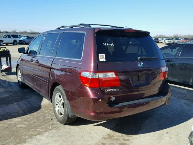 5FNRL38727B097571 - 2007 HONDA ODYSSEY EX BURGUNDY photo 3