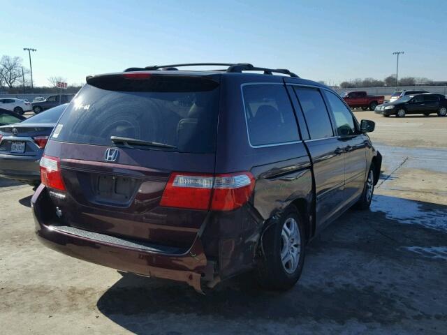 5FNRL38727B097571 - 2007 HONDA ODYSSEY EX BURGUNDY photo 4