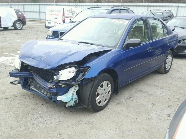 2HGES16385H585213 - 2005 HONDA CIVIC DX V BLUE photo 2