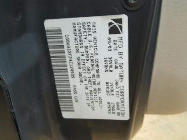 1G8AW12F24Z124535 - 2004 SATURN ION LEVEL 黑色 照片 10