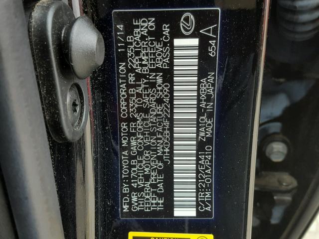 JTHKD5BH4F2224090 - 2015 LEXUS CT 200 BLACK photo 10