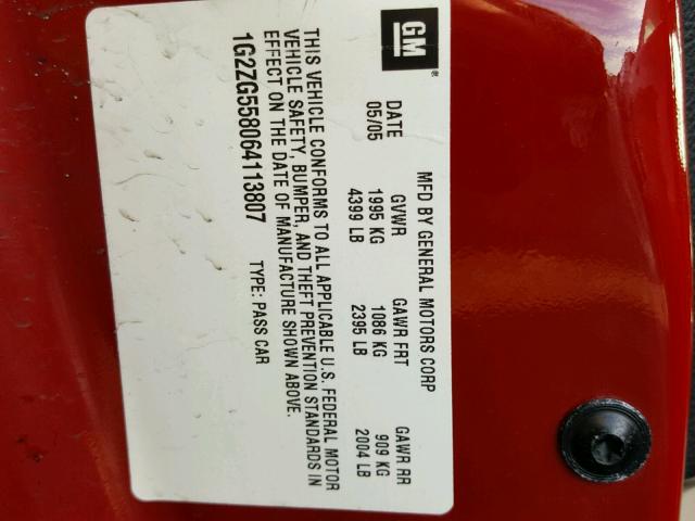 1G2ZG558064113807 - 2006 PONTIAC G6 SE1 RED photo 10