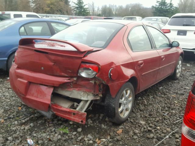 1B3ES56CX4D601981 - 2004 DODGE NEON SXT RED photo 4