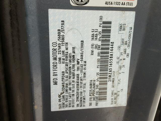 2FMZA51655BA14448 - 2005 FORD FREESTAR S BLUE photo 10