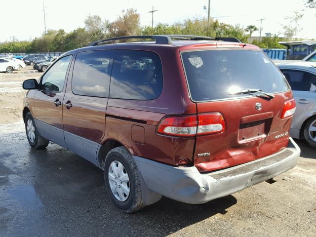 4T3ZF19C01U321817 - 2001 TOYOTA SIENNA CE BURGUNDY photo 3