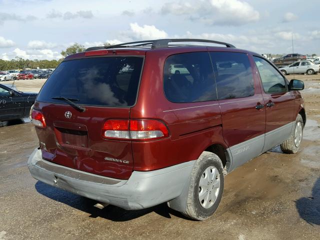 4T3ZF19C01U321817 - 2001 TOYOTA SIENNA CE BURGUNDY photo 4