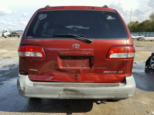 4T3ZF19C01U321817 - 2001 TOYOTA SIENNA CE BURGUNDY photo 9