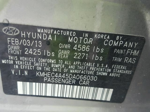 KMHEC4A45DA066030 - 2013 HYUNDAI SONATA HYB SILVER photo 10