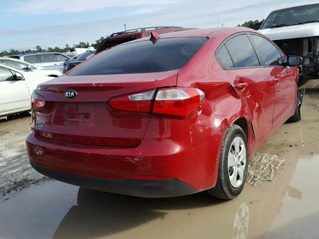 KNAFK4A68G5608440 - 2016 KIA FORTE LX RED photo 4