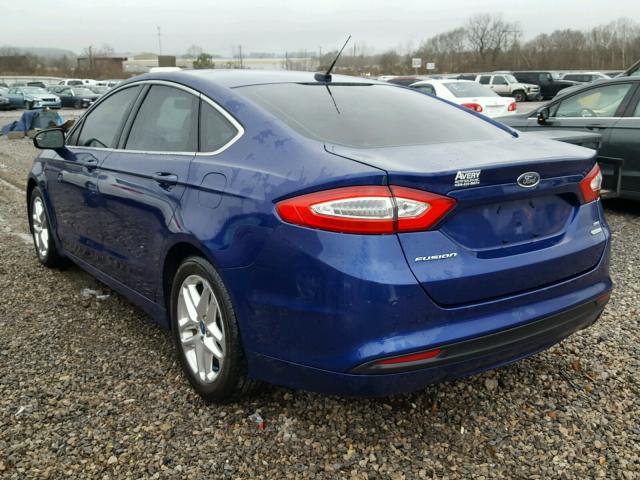 3FA6P0HR4DR205485 - 2013 FORD FUSION SE BLUE photo 3