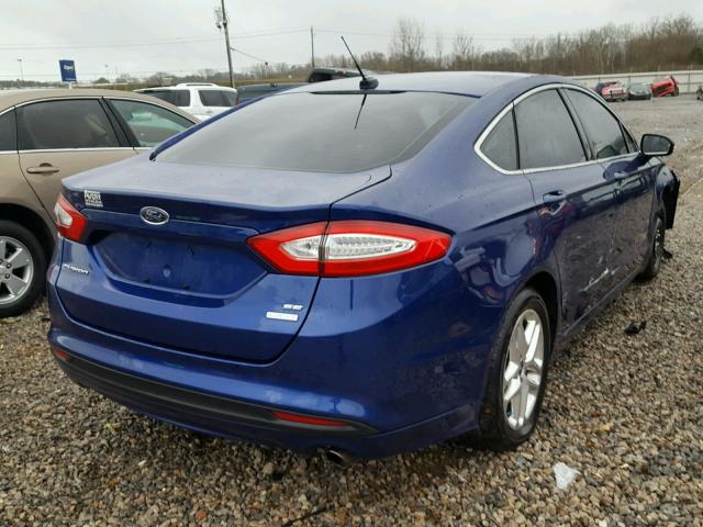 3FA6P0HR4DR205485 - 2013 FORD FUSION SE BLUE photo 4