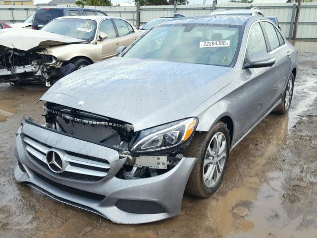 55SWF4JB9FU043387 - 2015 MERCEDES-BENZ C 300 GRAY photo 2