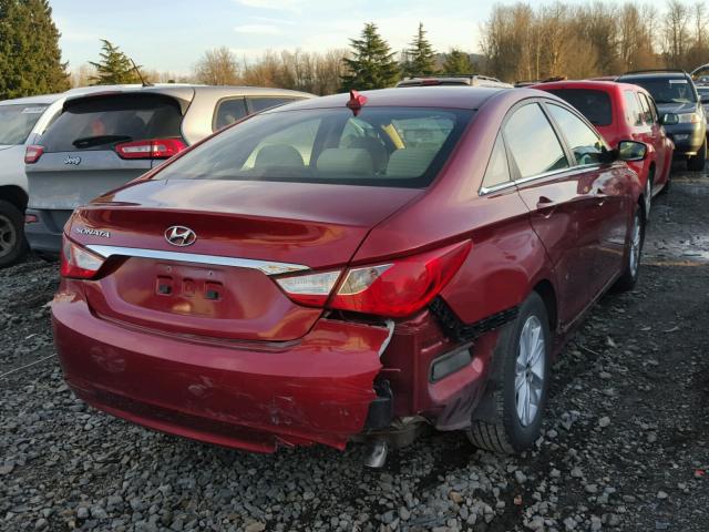 5NPEB4AC1DH699020 - 2013 HYUNDAI SONATA GLS RED photo 4