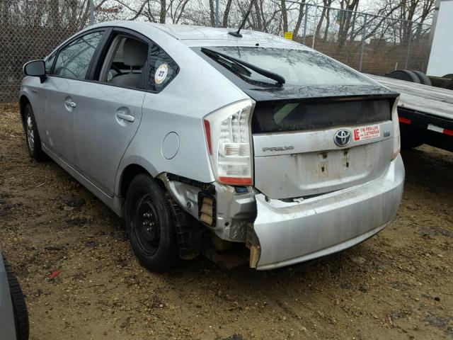 JTDKN3DU9A0021200 - 2010 TOYOTA PRIUS SILVER photo 3