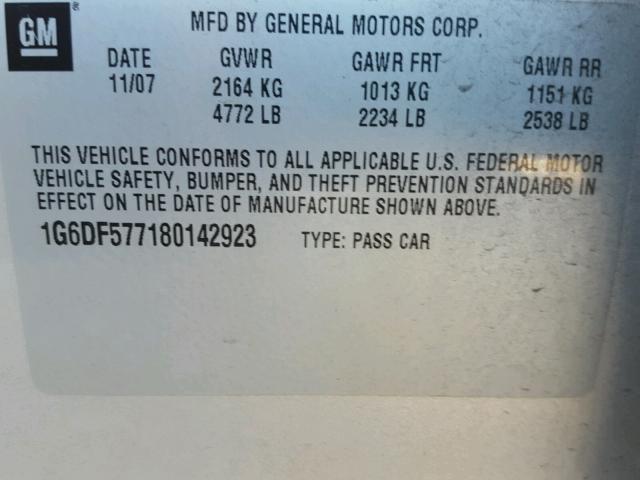 1G6DF577180142923 - 2008 CADILLAC CTS SILVER photo 10