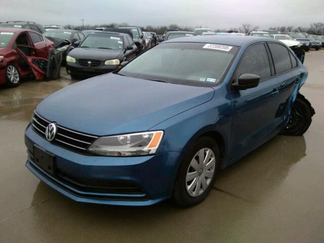 3VW2K7AJ7FM357357 - 2015 VOLKSWAGEN JETTA BASE BLUE photo 2