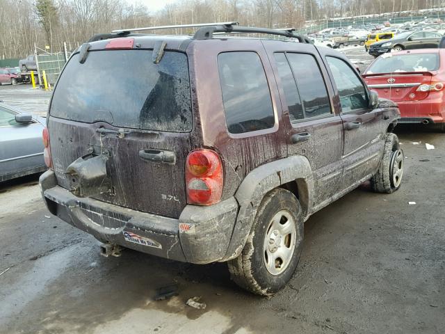 1J4GL48K94W247162 - 2004 JEEP LIBERTY SP MAROON photo 4