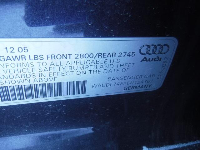 WAUDL74F26N124361 - 2006 AUDI A6 4.2 QUA BLUE photo 10