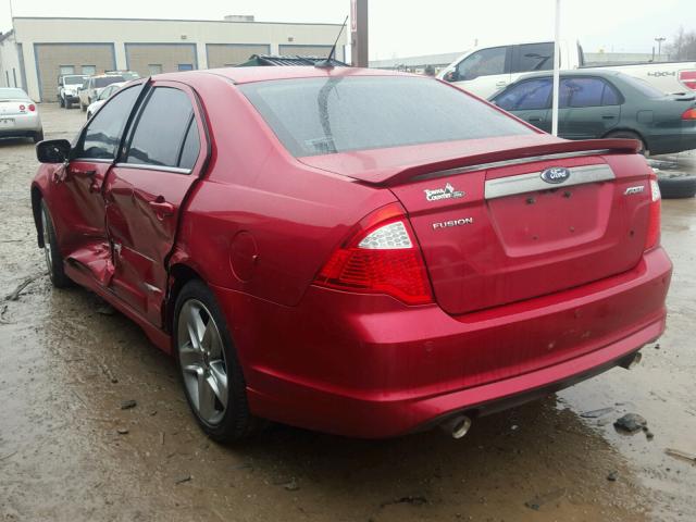 3FAHP0KC9CR294174 - 2012 FORD FUSION SPO RED photo 3