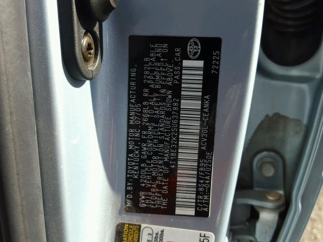 4T1BE32K25U637882 - 2005 TOYOTA CAMRY LE BLUE photo 10