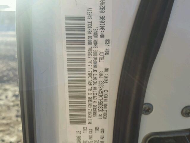 3C6UR5HLXEG245983 - 2014 RAM 2500 ST WHITE photo 10