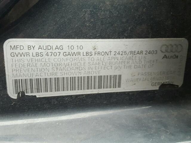 WAUEFAFL4BN027524 - 2011 AUDI A4 PREMIUM CHARCOAL photo 10