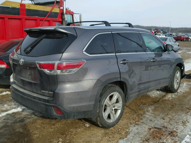 5TDDKRFH4FS201516 - 2015 TOYOTA HIGHLANDER GRAY photo 4