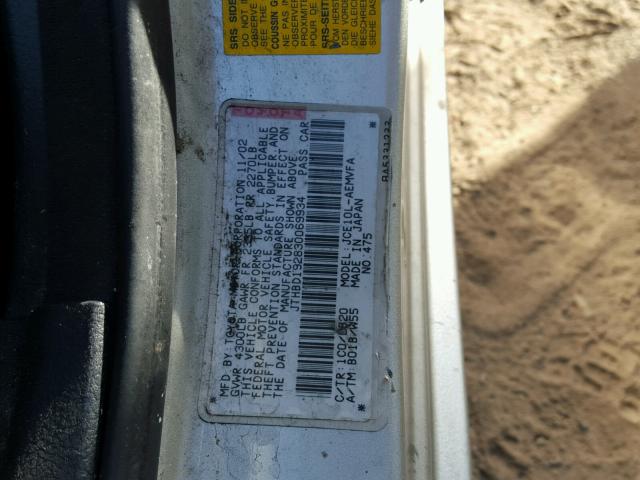 JTHBD192830069934 - 2003 LEXUS IS 300 SILVER photo 10