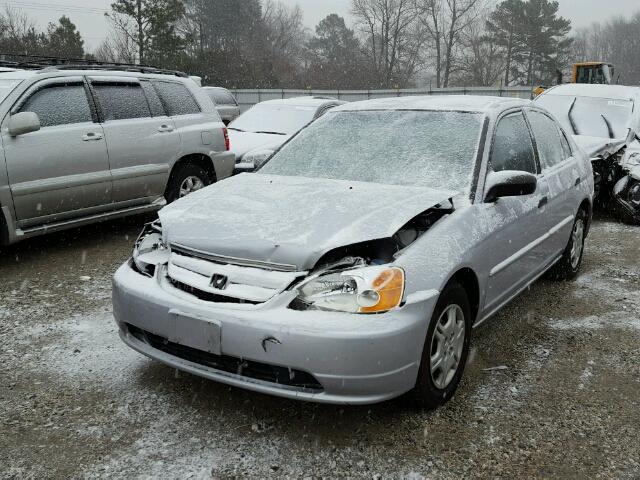 1HGES15521L066416 - 2001 HONDA CIVIC LX SILVER photo 2