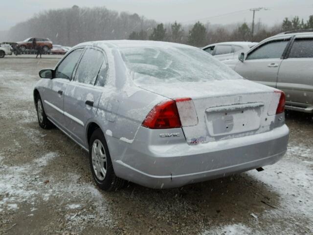 1HGES15521L066416 - 2001 HONDA CIVIC LX SILVER photo 3