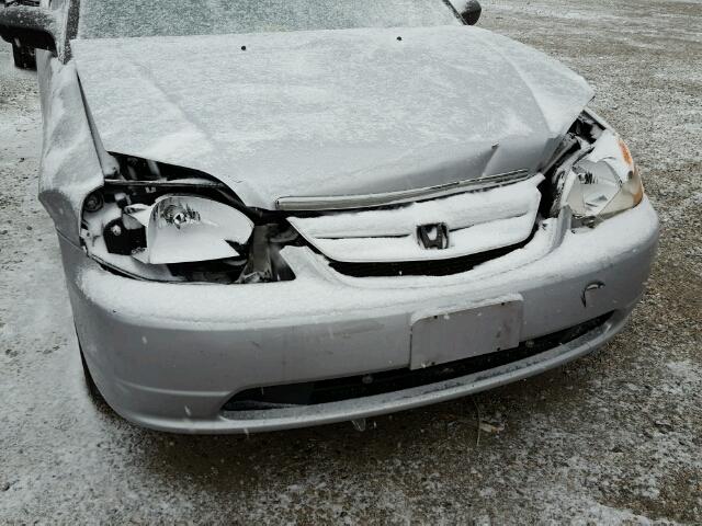 1HGES15521L066416 - 2001 HONDA CIVIC LX SILVER photo 9